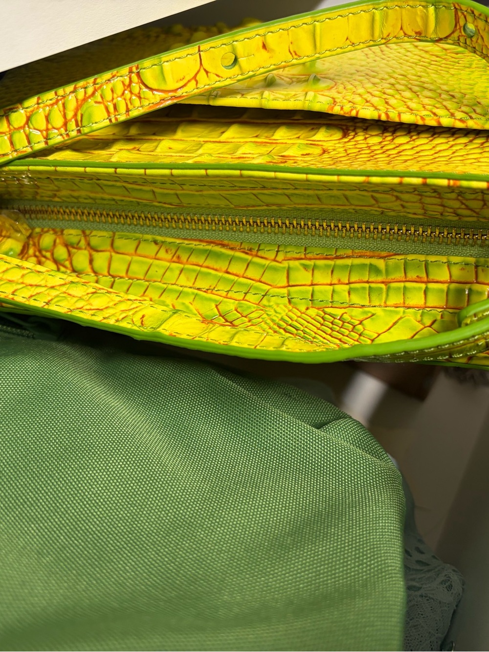 Brahmin Greenish/Yellow Croc-Embossed Crossbody Bag - Picture 10 of 10